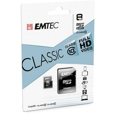 MICRO SDHC HIGH CAPACITY 8GB CLASSE 10 UHS-I EMTEC CLASSIC