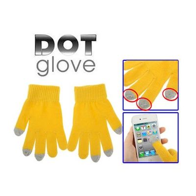 TOUCH SCREEN GLOVES FOR SMARTPHONE AND TABLET YELLOW - NETWORK SHOP