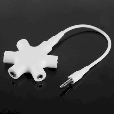 6 PORTS 3.5MM STEREO FEMALE JACK ADAPTER WITH 3.5MM AUDIO CABLE - NETWORK SHOP
