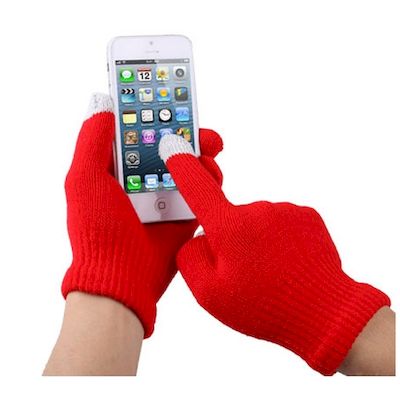 guanti touch screen per smartphone e tablet rosso