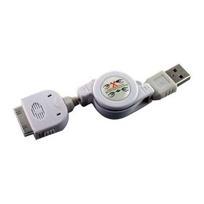 IPHONE 4 / 3GS / 3G / IPAD / IPOD USB DATA CABLE RETRACTABLE - ADJ
