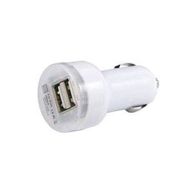 DUAL USB CAR CHARGER ADAPTER WHITE - NETWORK SHOP